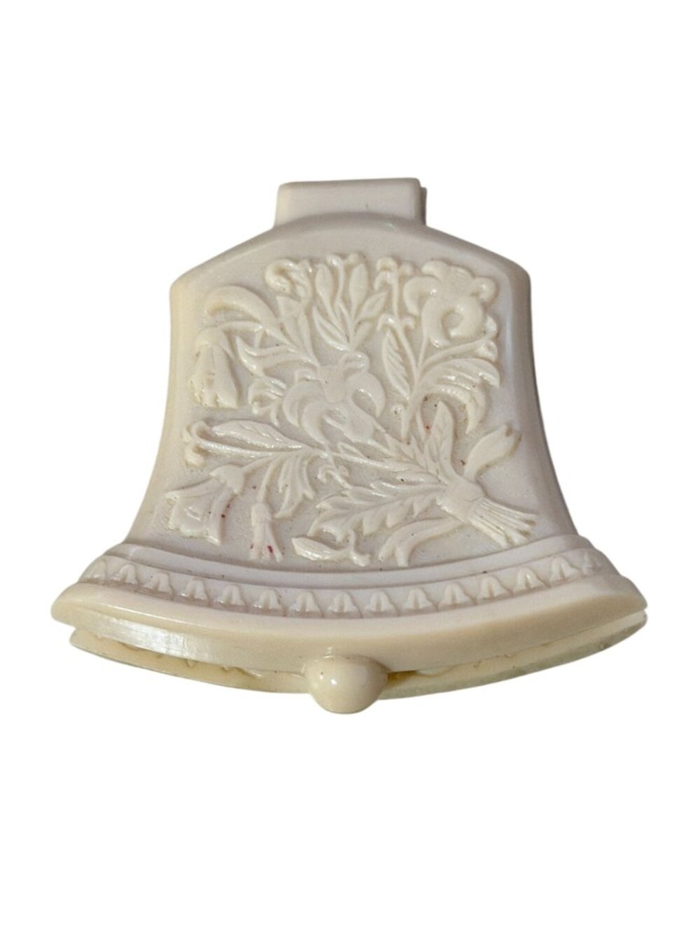 Vintage Adorable Cream Wedding Bell Celluloid Satin Lined Ring Holder Box 1 5/8"